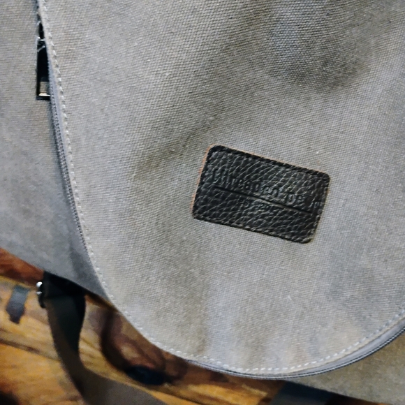 Threaded Pear Canvas Tote Bag Weekend Getaway Carry On Multiple Pockets Grey - Picture 2 of 12